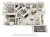 This is a 3D floor plan of a 1100 square foot 2 bedroom Eaton at Washington Park Apartments in Centerville, OH.